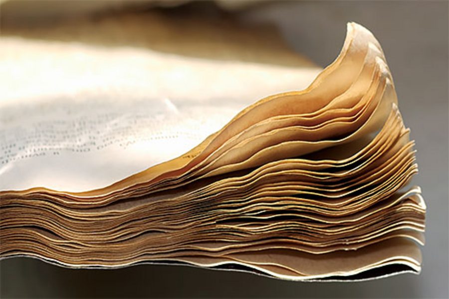 The aged pages of an old book