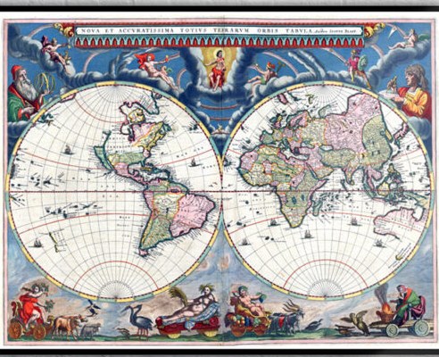 An antique map of the world